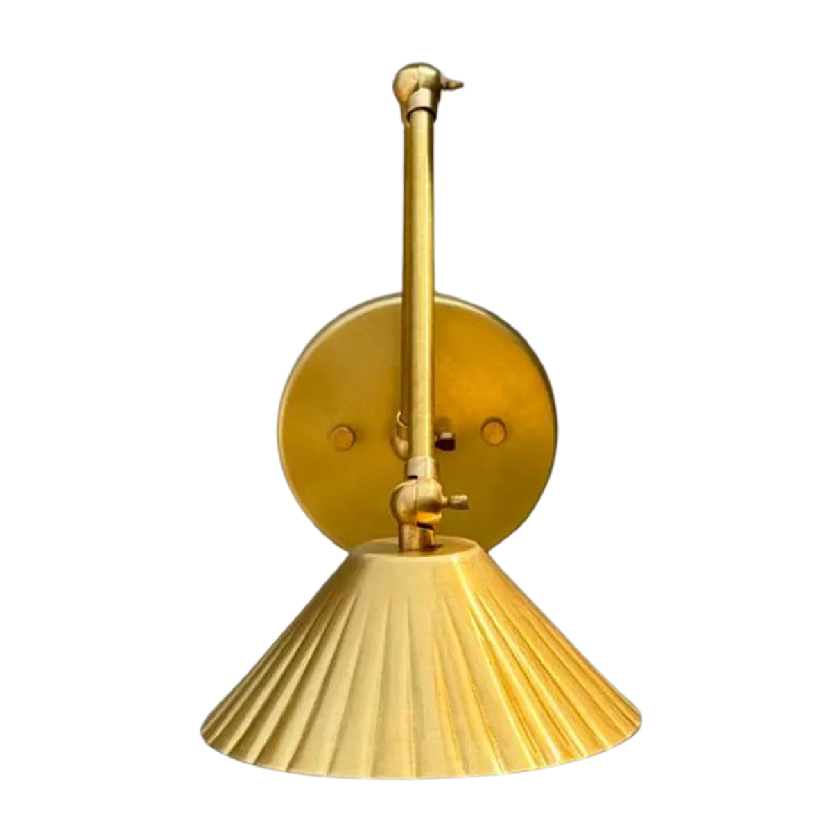 Milan pleated cone wall sconce with dual adjustable swing arms in compact folded position – Model 32810