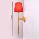 Side view of 24 inch red shade rod wall sconce showing 8 inch wall projection and vertical profile.