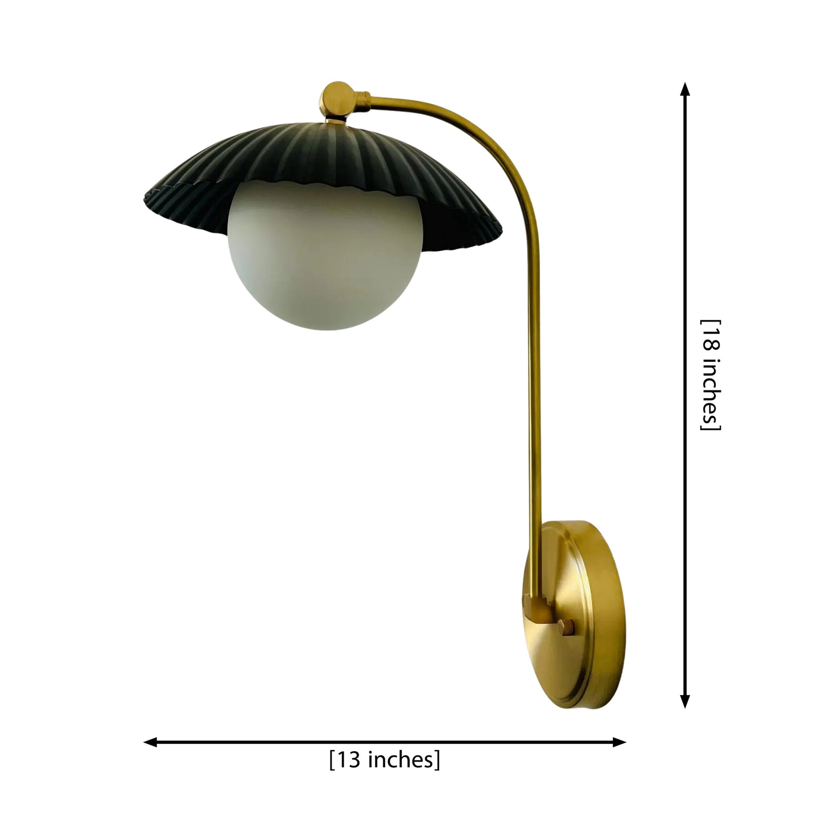 Size guide for Milan Ribbed Dome Globe Wall Sconce – 1 Light – 18 Inch – Model 32788