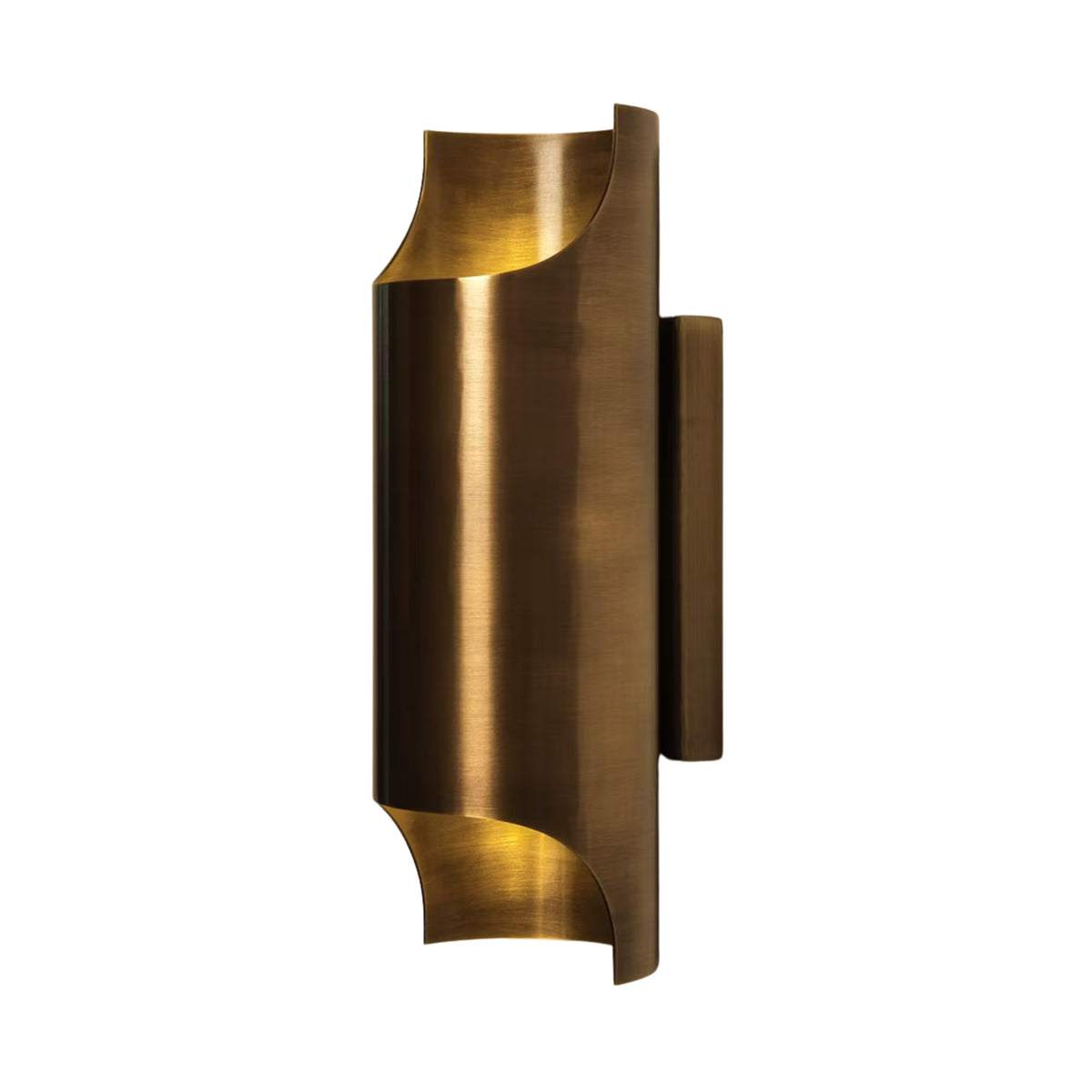 Milan sculptural wall sconce with brushed brass finish and curved up and down openings – Model 32807
