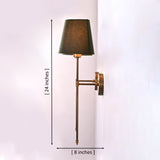 Milan Shade Rod Wall Sconce shown with 8 inch depth and 24 inch overall height dimensions.