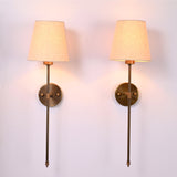 Milan Shade Rod Wall Sconce shown as a matching pair with fabric shades and slim vertical rods.