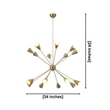Milan 16 light starburst chandelier dimensions showing 34 inch width and 24 inch overall height