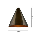 Dimension drawing of the Milan tapered cone wall sconce measuring 7 inches in height and 7 inches in width for installation reference.
