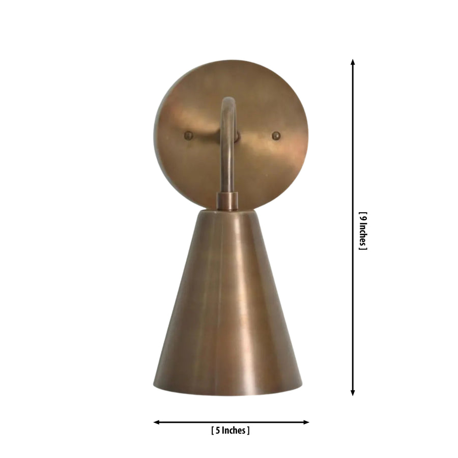 Milan tapered brass cone wall sconce providing warm lighting in an elegant hallway interior – Model 32748
