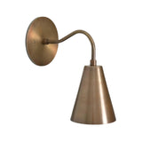 Milan brass tapered cone wall sconce with elegant curved arm front angled view – Model 32748
