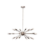 Monaco 18 light Sputnik chandelier in polished metallic finish featuring a sculptural starburst design with exposed globe bulbs.