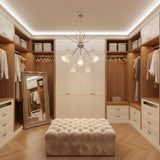 Montpellier 12 light Sputnik chandelier featuring white metal cone shades, radial silver-tone arms, and decorative starburst detailing.