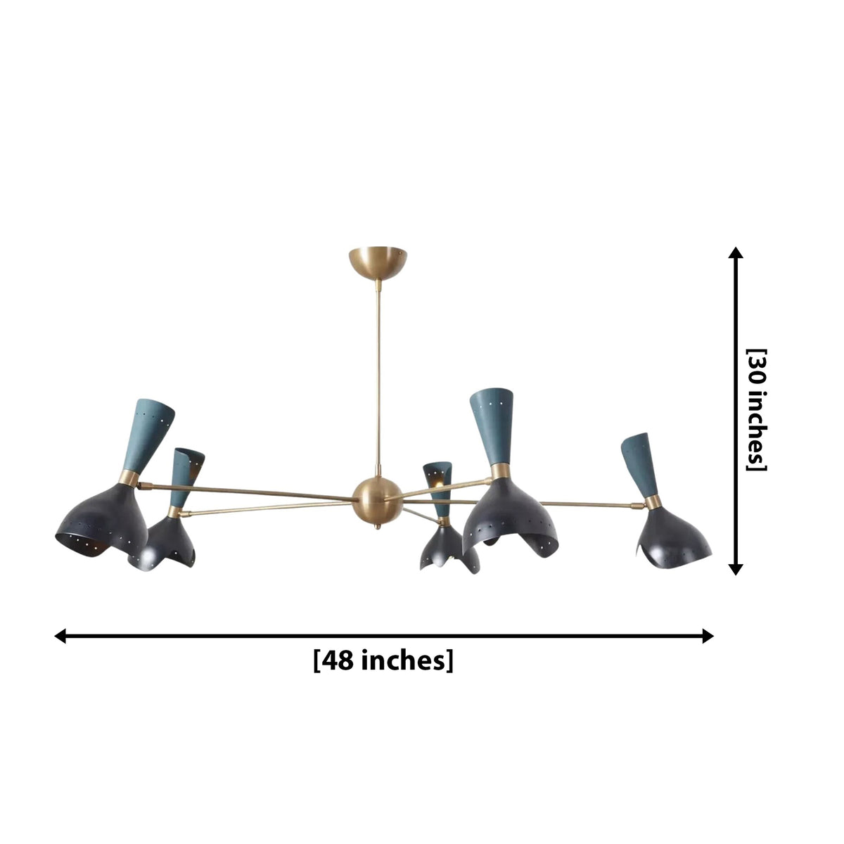 Size guide for Mykonos Sculptural Multi-Arm Chandelier – 10 Light – 48 Inch – Model 62232