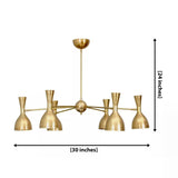 Naples 6 light brass-tone chandelier dimension view showing 30 inch width and 24 inch overall height.