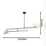 Nashville 2 light linear chandelier dimension view showing 36 inch width and 25 inch overall height.