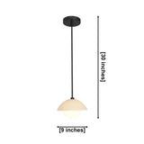 Naxos 1 light dome globe pendant dimension view showing 9 inch width and 30 inch overall height.