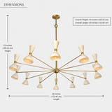 Orion 12 light chandelier dimensions showing 60 inch overall length and 43 inch overall height