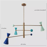 Orion 3 light colorblock Sputnik chandelier with 48 inch width, 16 inch fixture height and 40 inch standard drop