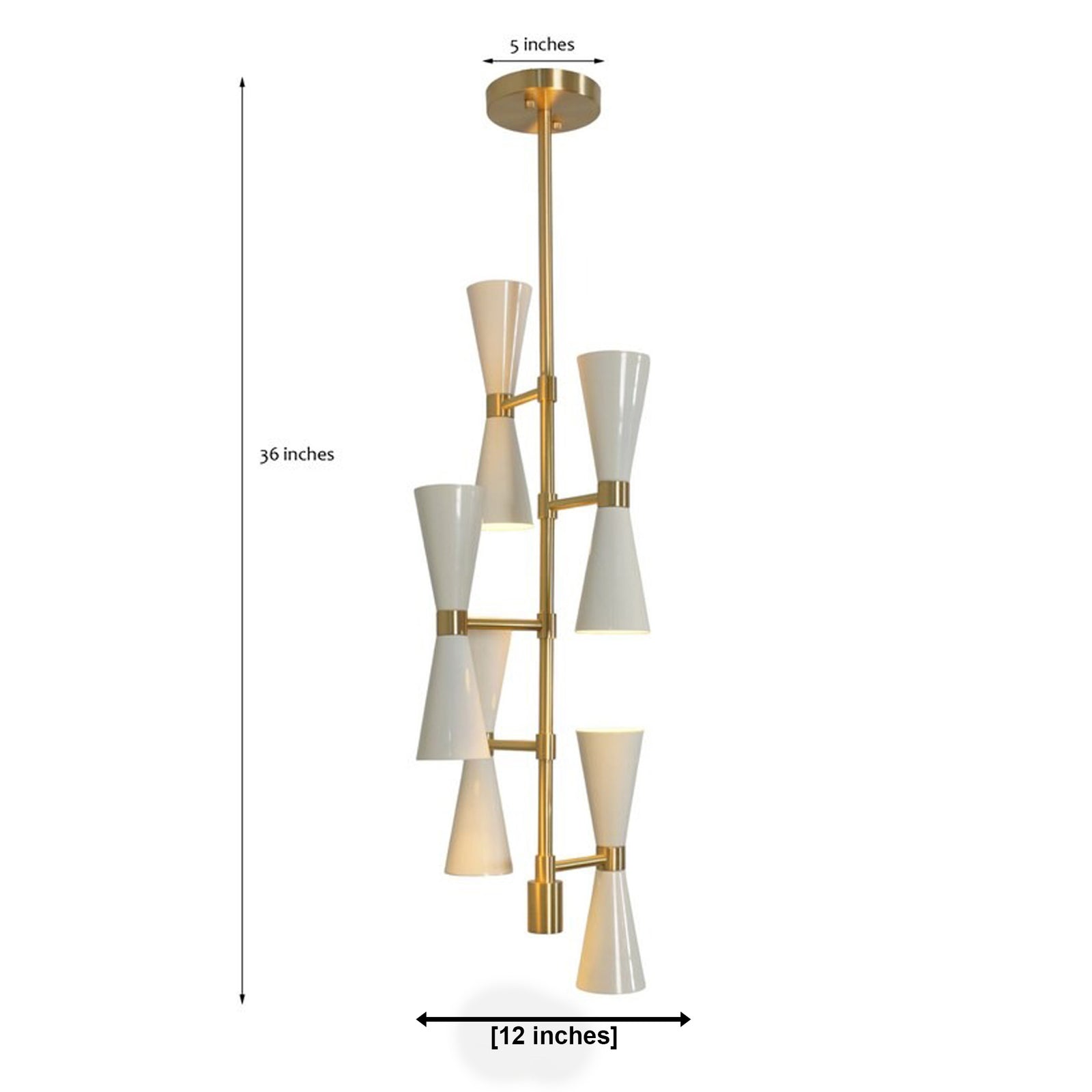 Size guide for Orion Double Cone Cascade Chandelier – 10 Light – 12 Inch – Model 62073