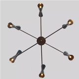 Bottom view of the Orion 12-Light Double Cone Chandelier displaying the symmetrical radial layout and handcrafted double cone metal shades.
