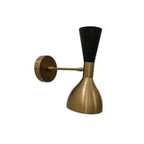 Left angled view of the Orion Modern Dual Cone Wall Sconce showcasing its balanced hourglass-inspired design and minimalist wall mount.