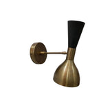 Right angled view of the Orion Modern Dual Cone Wall Sconce featuring handcrafted opposing cone shades and modern architectural styling.