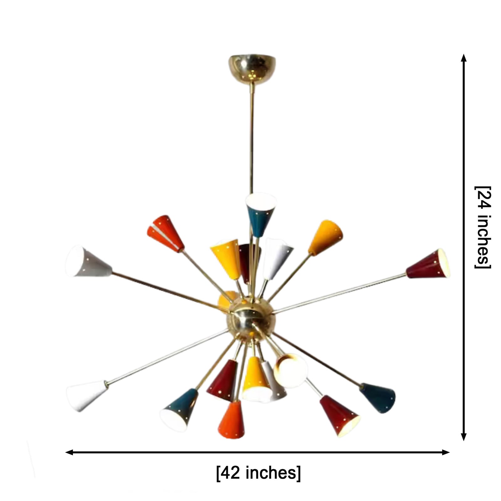 Size guide for Orion Multicolor Sputnik Chandelier – 18 Lights – 42 Inch – Model 33252