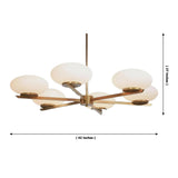 Orion 6 light opal disc chandelier dimensions showing 42 inch width and 27 inch overall height.