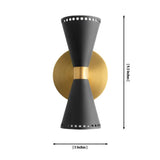 Dimension drawing of the Orion Perforated Double Cone Wall Sconce measuring 9.5 inches high and 5 inches wide.