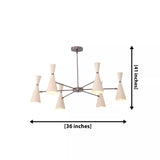 Osaka 6 light double-cone chandelier dimension view showing 36 inch width and 41 inch overall height.