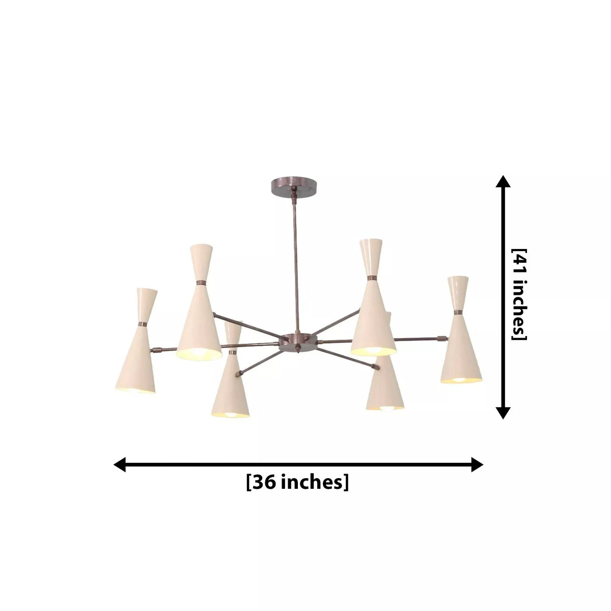 Size guide for Osaka Double Cone Chandelier – 6 Light – 36 Inch – Model 62162