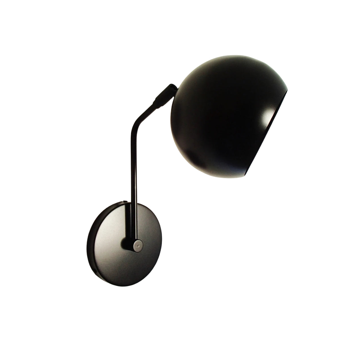 Side view of black Oslo dome wall sconce showing curved shade profile and slim support arm.