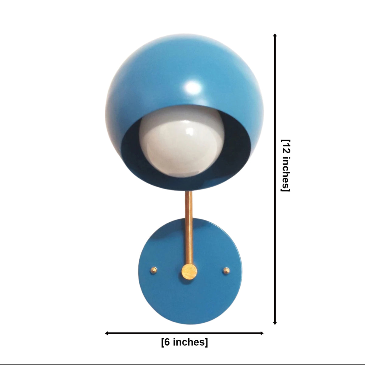 Oslo dome wall sconce dimensions showing 12 inch overall height and 6 inch width.
