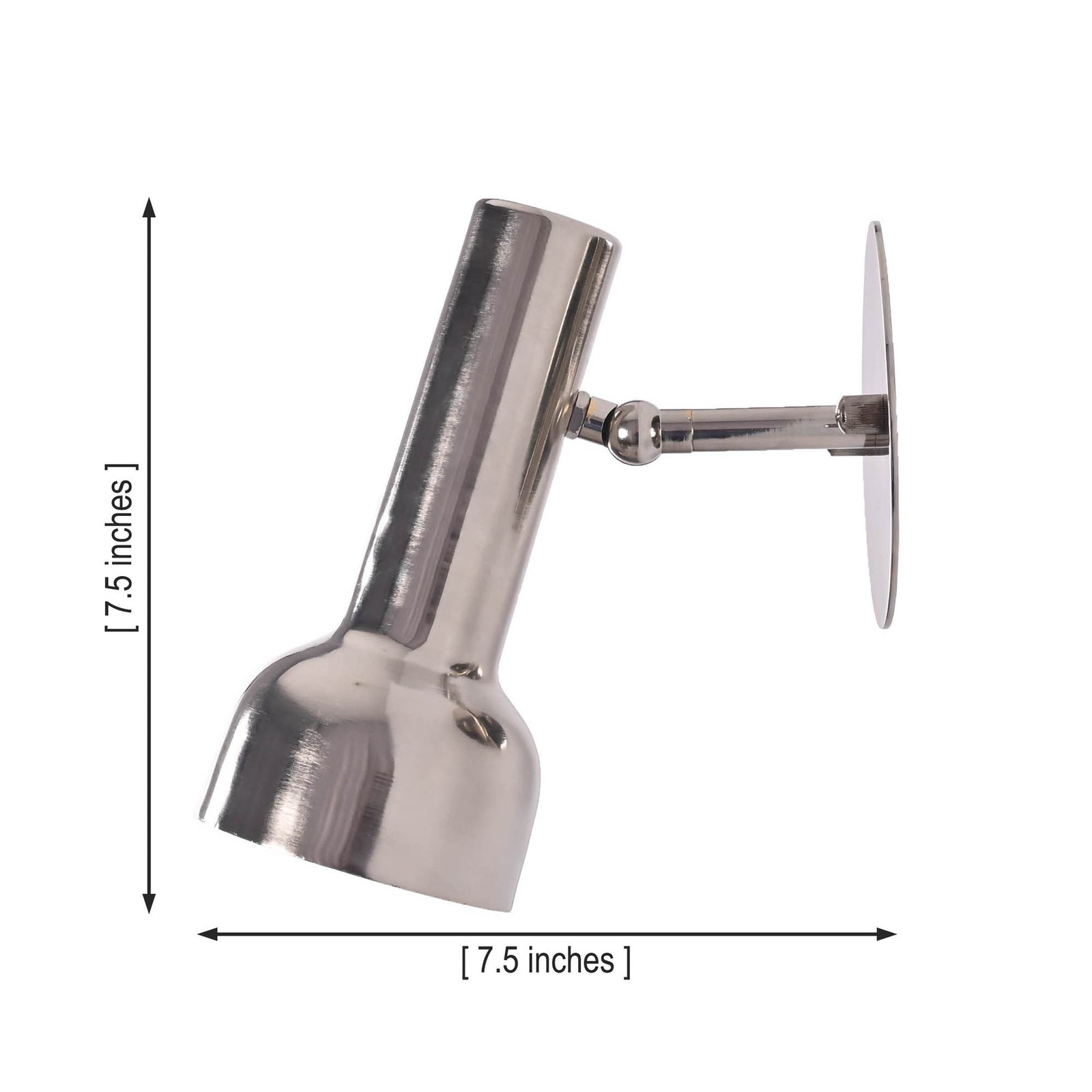 Size guide for Oslo Modern Polished Nickel Adjustable Spotlight Wall Sconce – Single Light – 8 Inch – Model 32827