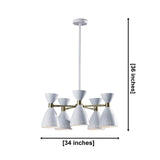 Oslo 5 light perforated cone chandelier dimensions showing 34 inch width and 36 inch overall height.