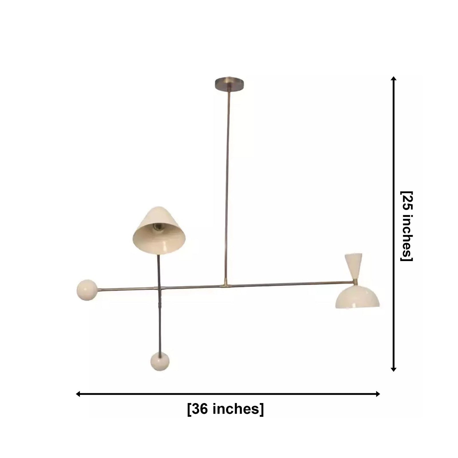 Size guide for Oslo Sculptural Balance Chandelier – 2 Light – 36 Inch – Model 62014