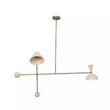 Oslo 2 light Mid-Century Modern balance chandelier with cone and dome shades, full product view, Model 62014