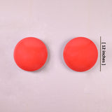 Two red circular wall sconces, 12-inch diameter each, handmade brass wall lights with minimalist design