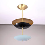 Palermo Tiered Saucer Chandelier angled product view with white, black, and pale blue layered shades.