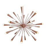 Pasadena 24 light sculptural chandelier shown in a close-up view highlighting its rose gold tapered holders and dramatic starburst construction.