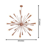 Pasadena 24 light Sputnik chandelier dimension view showing 45 inch width and 37 inch overall height.