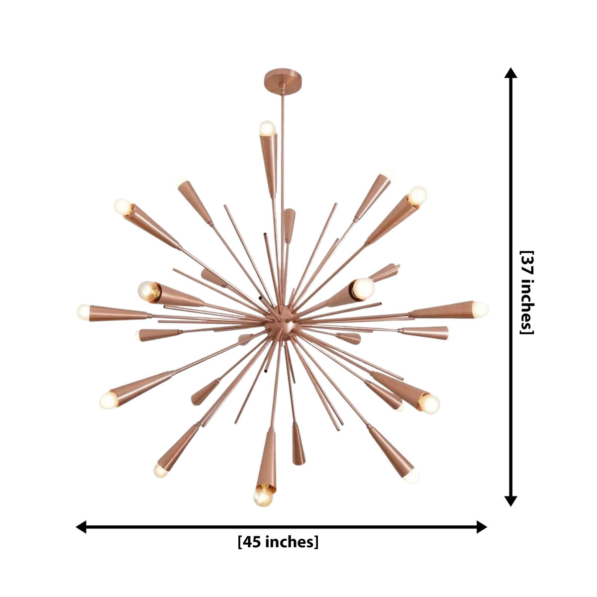Size guide for Pasadena Starburst Sputnik Chandelier – 24 Light – 45 Inch – Model 62194