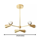 Porto 6 light sculptural cone chandelier dimension view showing an overall width of 19.25 inches.