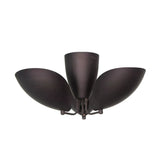 Positano 3 light dark metal petal chandelier shown from an angled view highlighting its curved sculptural shades.