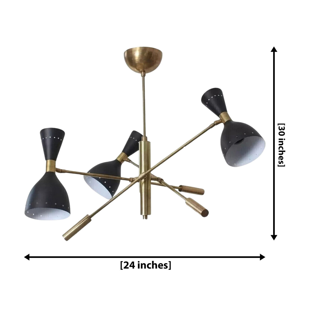 Size guide for Queenstown Pivot Cone Chandelier – 6 Light - 24 Inch– Model 62176