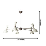 Rhodes 10 light sculptural chandelier dimension view showing 38 inch width and 30 inch overall height.