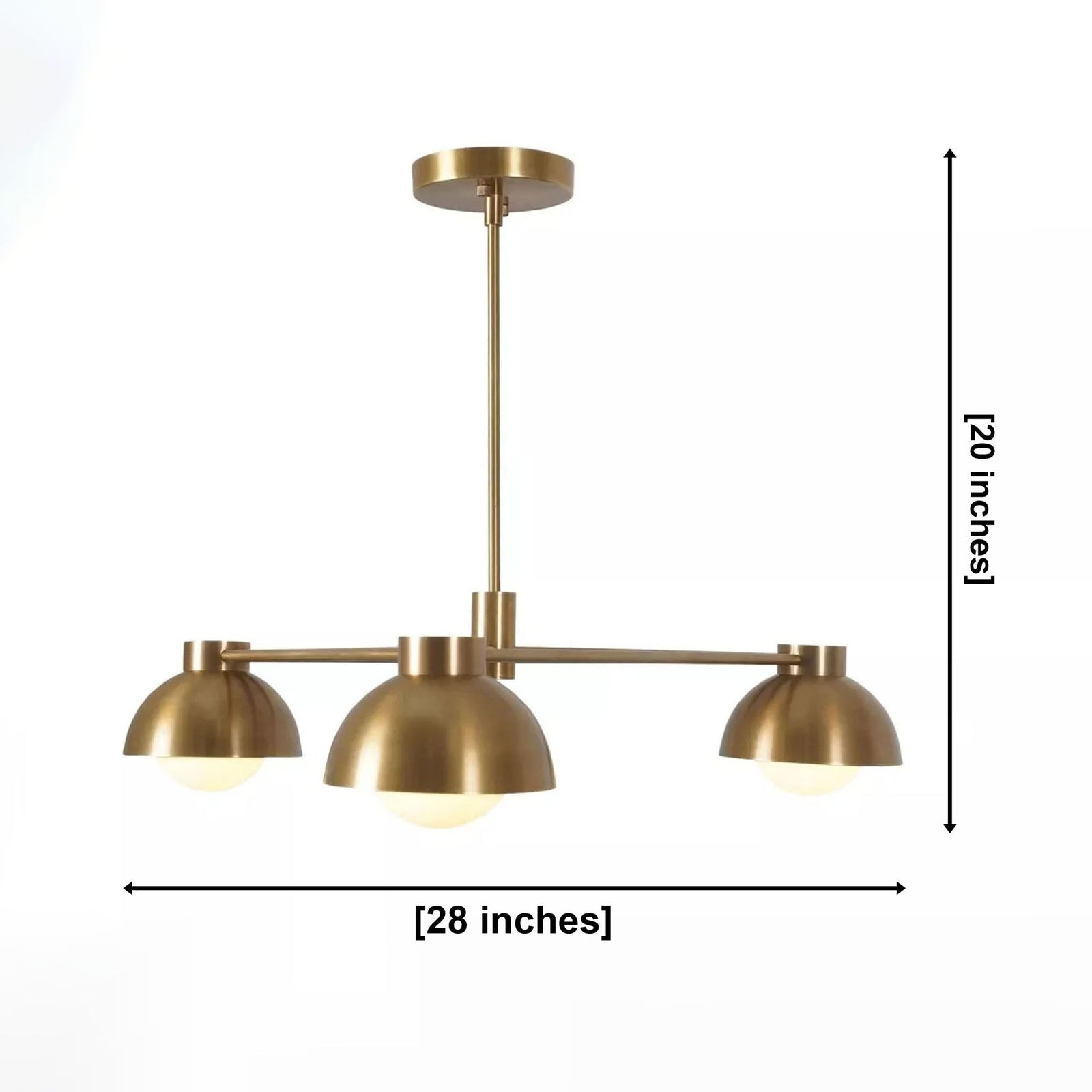 Size guide for Rome Dome Arm Chandelier – 3 Light – 28 Inch – Model 62057