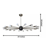 Rome 18 light Sputnik chandelier dimension view showing 41 inch width and 20 inch overall height.