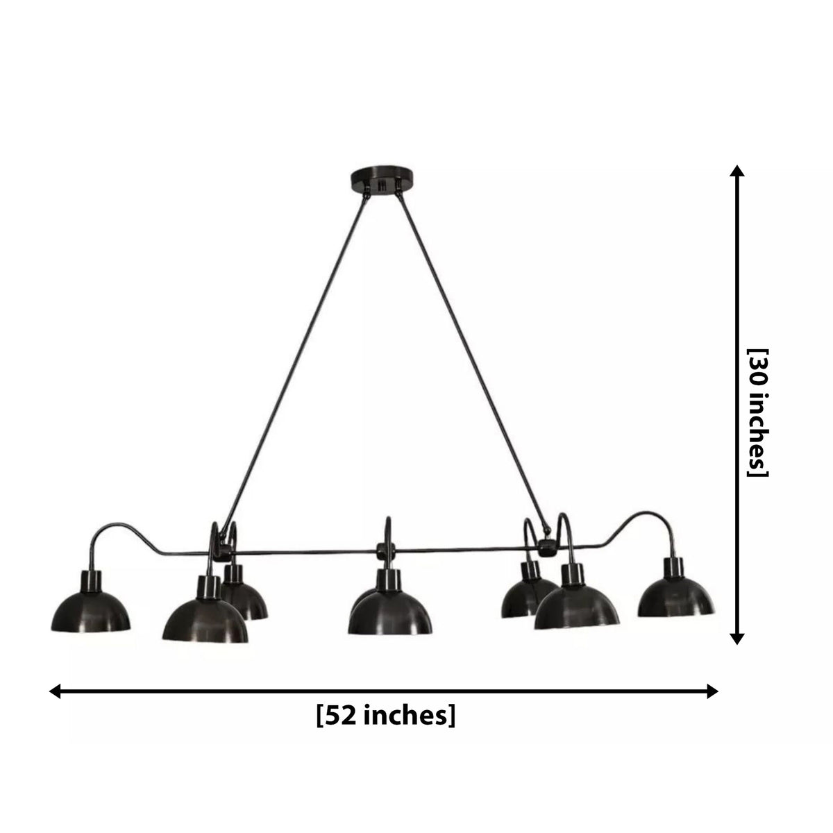 Size guide for Santander Linear Dome Chandelier – 8 Light – 52 Inch – Model 62227