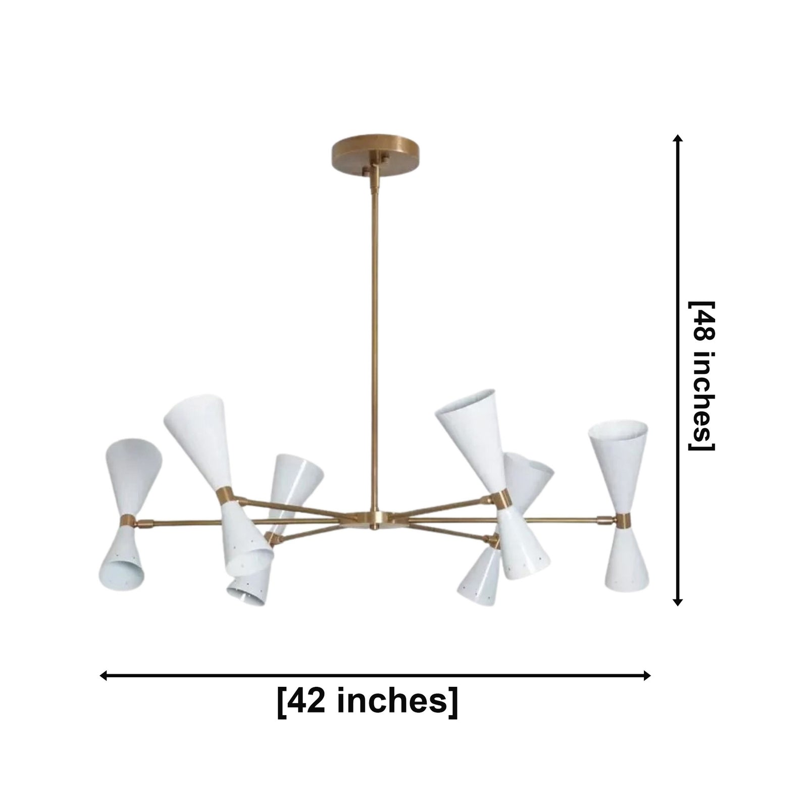 Size guide for Santander Multi-Cone Sputnik Chandelier – 12 Light – 42 Inch – Model 62081