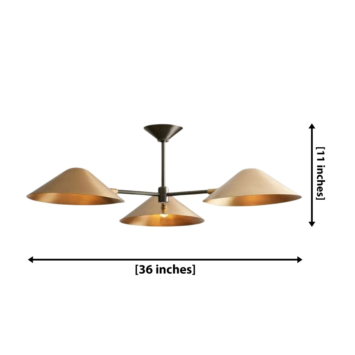 Size guide for Santorini Sculptural Cone Chandelier – 3 Light – 36 Inch – Model 62231