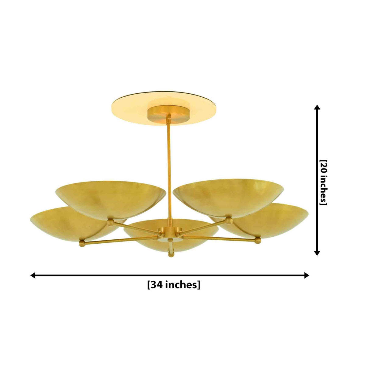 Size guide for Savannah Sculptural Bowl Chandelier – 5 Lights – 34 Inch 73057