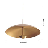 Seville 3 light disc chandelier dimension view showing 30 inch width and 26 inch overall height.