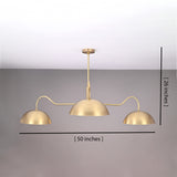 Dimension diagram of Siena Curved Arm chandelier showing 50-inch width and 26-inch overall height.
